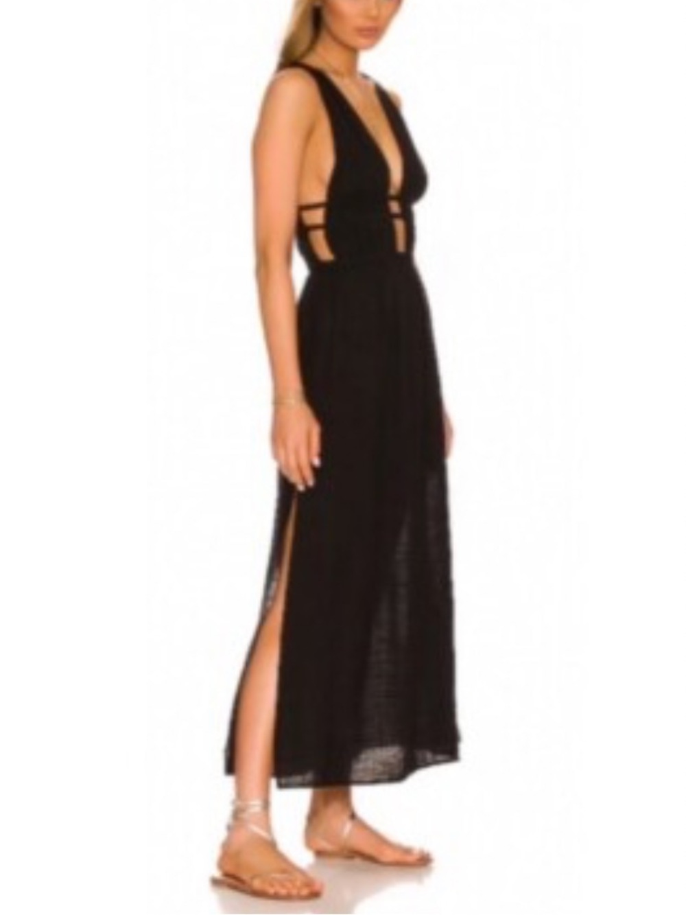 L*Space Kira Cutout Black Swim Beach Cover-Up/ Maxi Dress